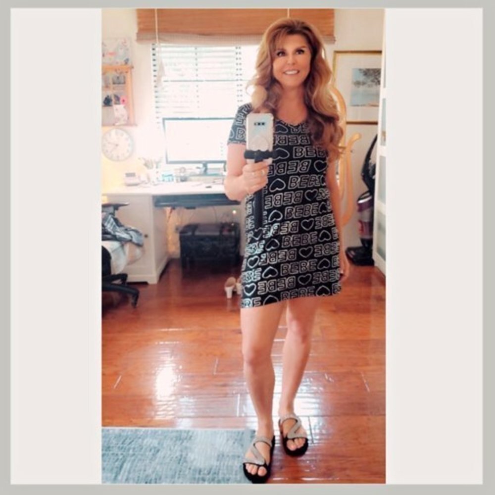 Bebe Silver & Black Dress with Sandals